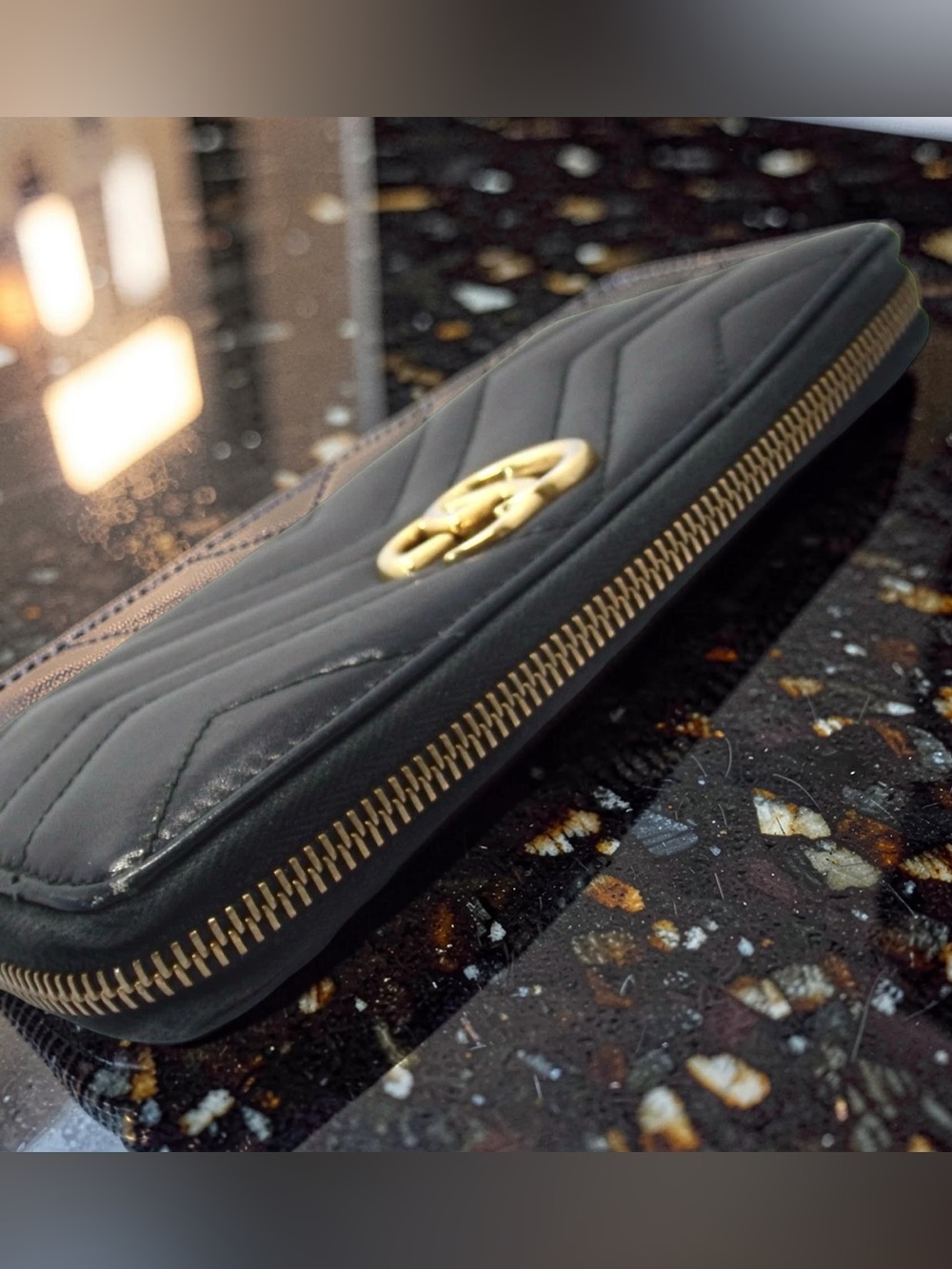 GUCCI GG Marmont Quilted Leather Zip Around Wallet 😍🖤🔥 - Picture 10 of 13
